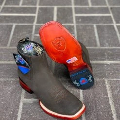 Guadalajara Western Wear Wild West Nobuk Dark Tabacco Wide Square Toe Botin Charro