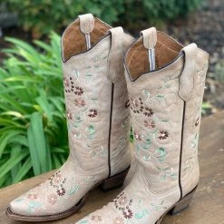 Guadalajara Western Wear Circle G By Corral Women's Sand & Flower Embroidery Snip Toe Boot