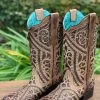 Guadalajara Western Wear Corral Women's Laser Inlay With Studs Square Toe Boot