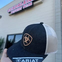 Guadalajara Western Wear Ariat Logo Brown Leather Patch Cap Accessories