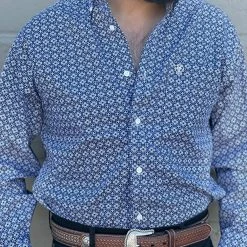 Guadalajara Western Wear Ariat Ernest Nocturnal Blue Classic Fit Shirt Men