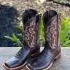 Ariat Madrid Brown Caiman Belly Print Wide Square Toe Cowboy Boot Men