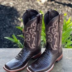Ariat Madrid Brown Caiman Belly Print Wide Square Toe Cowboy Boot Men