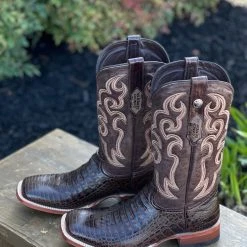 Ariat Madrid Brown Caiman Belly Print Wide Square Toe Cowboy Boot Men
