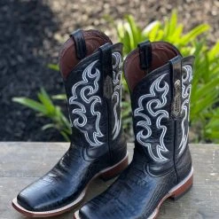 Ariat Men Madrid Black Caiman Belly Print Wide Square Toe Cowboy Boot