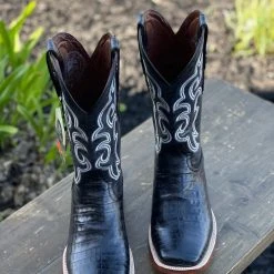 Ariat Men Madrid Black Caiman Belly Print Wide Square Toe Cowboy Boot