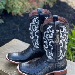 Ariat Men Madrid Black Caiman Belly Print Wide Square Toe Cowboy Boot