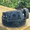 Guadalajara Western Wear Lazer Cut Leather Belt - Negro (Black) / Negro (Black) Men
