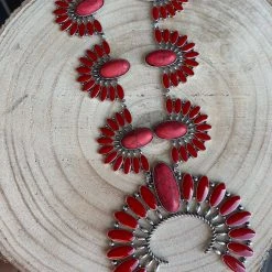 Guadalajara Western Wear Red Squash Blossom Necklace