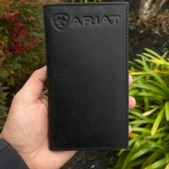 Guadalajara Western Wear Ariat Mens Black Suede Rodeo Wallet/ Checkbook Cover