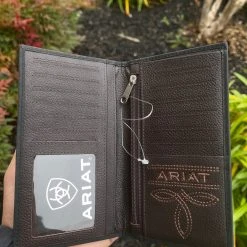 Guadalajara Western Wear Ariat Mens Black Suede Rodeo Wallet/ Checkbook Cover