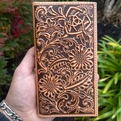 Guadalajara Western Wear Ariat Mens Marigold Floral Tooling Rodeo Wallet/Checkbook Cover
