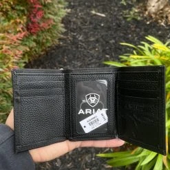 Guadalajara Western Wear Accessories Ariat Mens Black/Silver Tri-Fold Case