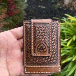 Guadalajara Western Wear Ariat Mens Walnut Money Clip Wallet Accessories