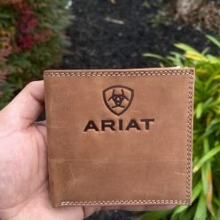 Guadalajara Western Wear Ariat Mens Camel Suede Bi Fold Wallet Accessories