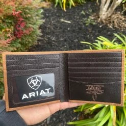 Guadalajara Western Wear Ariat Mens Camel Suede Bi Fold Wallet Accessories