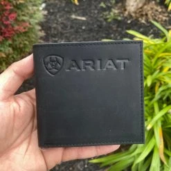 Guadalajara Western Wear Ariat Mens Black Suede Bi-Fold Wallet Accessories