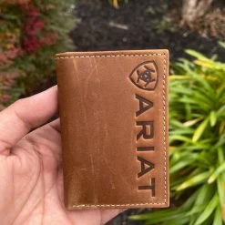 Guadalajara Western Wear Ariat Mens Camel Suede Tri-Fold Wallet