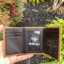 Guadalajara Western Wear Ariat Mens Camel Suede Tri-Fold Wallet