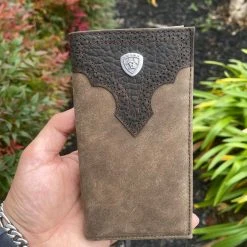 Guadalajara Western Wear Ariat Mens Vintage Gold Suede Rodeo Wallet/ Checkbook Accessories