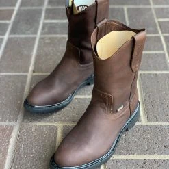 Guadalajara Western Wear Original Michel Boots Men's Pull On Work Boot Dark Brown With Heel Soft Toe