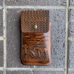 Guadalajara Western Wear Tombstone Dark Brown Leather Tooled Ranch Cell Phone Case Accessories