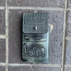 Guadalajara Western Wear Tombstone Grey / Black Leather Tooled Ranch Cell Phone Case