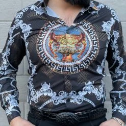 Guadalajara Western Wear Long Sleeve Shirts / Camisas Manga Larga Platini Men's Digital Button Up Shirt - FPL8262