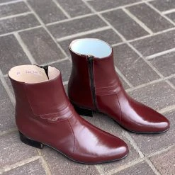 Guadalajara Western Wear Men El Besserro Side Zipper Burgundy Round Toe Ankle Boot