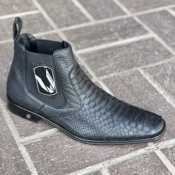Cuadra Men Vestigium Black Python Chelsea Boot