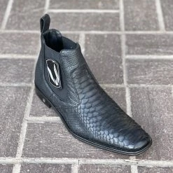 Cuadra Men Vestigium Black Python Chelsea Boot