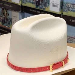 Guadalajara Western Wear Tombstone 1000x Johnson (Copa Alta) With Genuine Red Caiman Leather Band Men