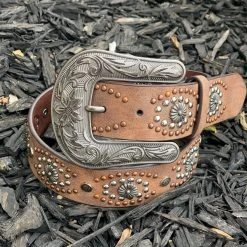 Guadalajara Western Wear Women Nocona Brown Belt With Stones