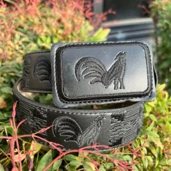 Guadalajara Western Wear El Gallo Cinturón Bordado Fino- Negro (Black) Men
