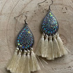 Guadalajara Western Wear White Sparkly Tassel Women