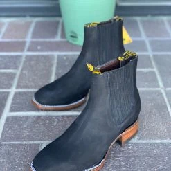Guadalajara Western Wear Crazy Horse Black Suede Botin Charro Men