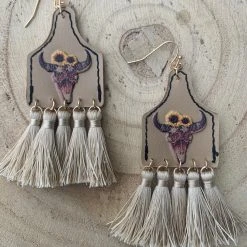 Guadalajara Western Wear Creme Longhorn Tassel Women