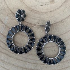 Guadalajara Western Wear Black Shiny Hoop