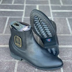Guadalajara Western Wear Wild West Black Napa Leather Rubber Sole Botin Charro