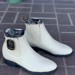 Guadalajara Western Wear Wild West Winter White Napa Leather Rubber Sole Botin Charro