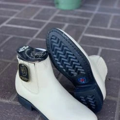 Guadalajara Western Wear Wild West Winter White Napa Leather Rubber Sole Botin Charro