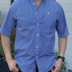 Guadalajara Western Wear Ariat Blue Depths Classic Fit Short Sleeve Shirt