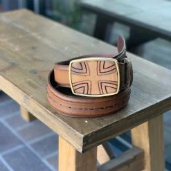 Guadalajara Western Wear Cuadra Pitbull Honey Modern Cross Leather Belt