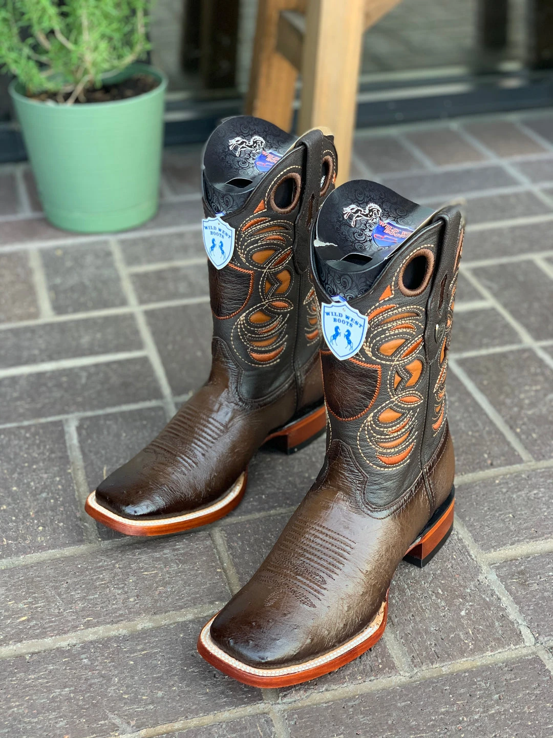 Guadalajara Western Wear Men Wild West Faded Brown Ostrich Belly Wide Square Toe Cowboy Boots 3 Guadalajara Western Wear Men Wild West Faded Brown Ostrich Belly Wide Square Toe Cowboy Boots