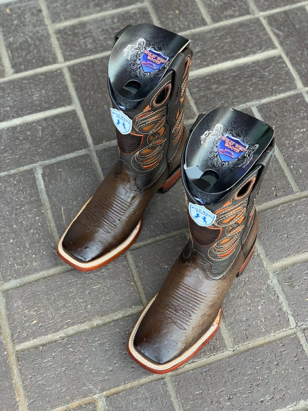 Guadalajara Western Wear Men Wild West Faded Brown Ostrich Belly Wide Square Toe Cowboy Boots 4 Guadalajara Western Wear Men Wild West Faded Brown Ostrich Belly Wide Square Toe Cowboy Boots