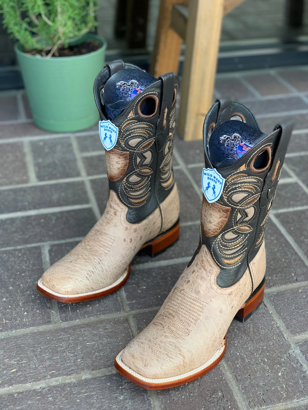 Guadalajara Western Wear Wild West Mocha Ostrich Belly Wide Square Toe Cowboy Boots Men 3 Guadalajara Western Wear Wild West Mocha Ostrich Belly Wide Square Toe Cowboy Boots Men