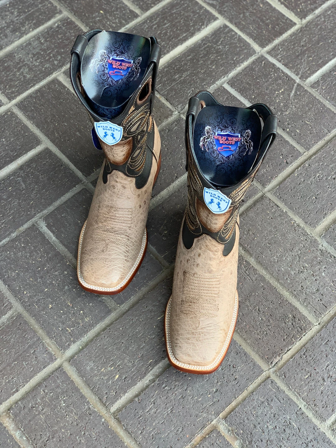 Guadalajara Western Wear Wild West Mocha Ostrich Belly Wide Square Toe Cowboy Boots Men 4 Guadalajara Western Wear Wild West Mocha Ostrich Belly Wide Square Toe Cowboy Boots Men