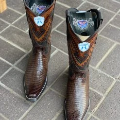 Guadalajara Western Wear Wild West Faded Brown Teju European Square Toe Cowboy Boots Men