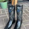 Guadalajara Western Wear Men Wild West Black Ostrich European Square Toe Cowboy Boots