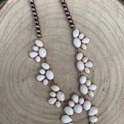 Guadalajara Western Wear Women White/ Bronze Long Necklace